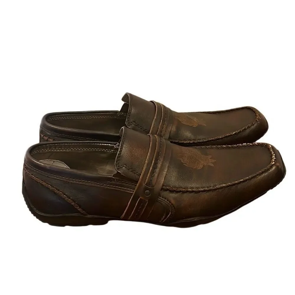 Back Stage by Skechers Men’s Rock a Billy Brown leather Shoes Sz.10.5